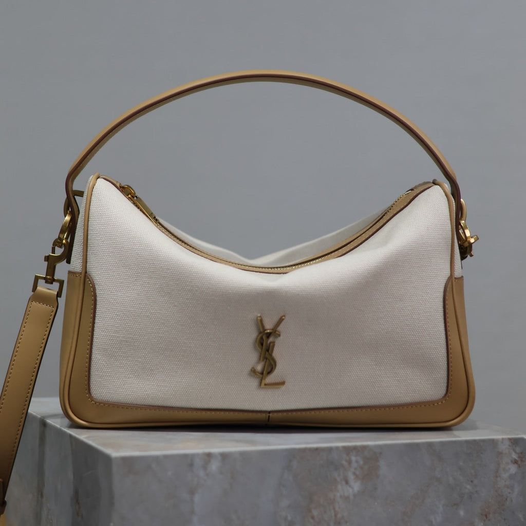 カメラサプルバッグ 28 ホワイトキャンバス＆ブラウンカーフスキントリム