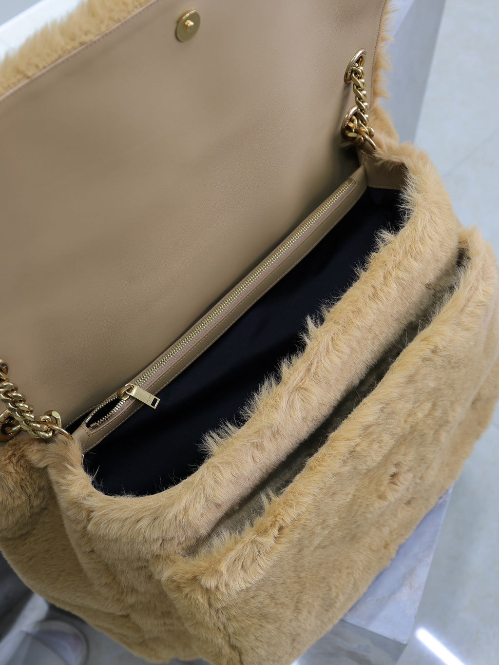 NIKI 47 シナモンブラウン ラビットファー ゴールド金具