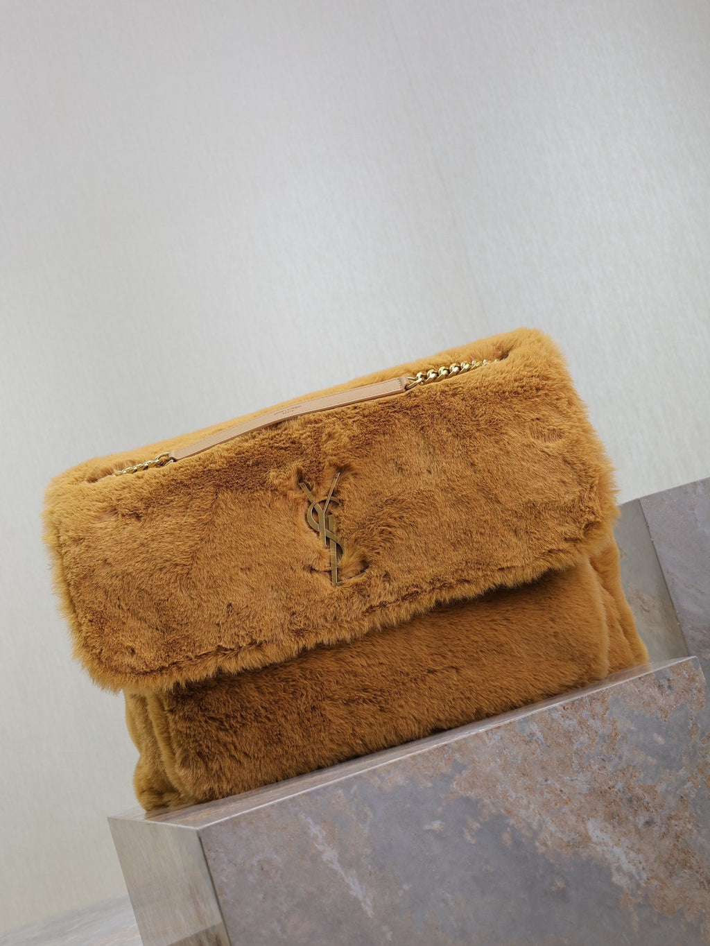 NIKI 47 シナモンブラウン ラビットファー ゴールド金具