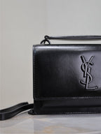 SUNSET SMALL BAG 19 IN BLACK CALFSKIN BLACK HARDWARE