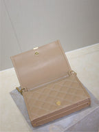 ベッキー 25インチ ミディアムブラウン キルティングラムスキン ゴールドハードウェア