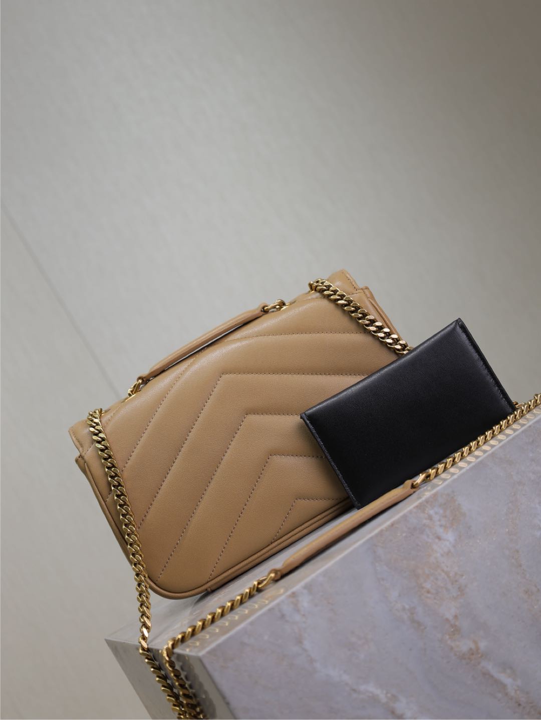 LOULOU SMALL 24 IN MILK TEA SHEEPSKIN GOLD HARDWARE