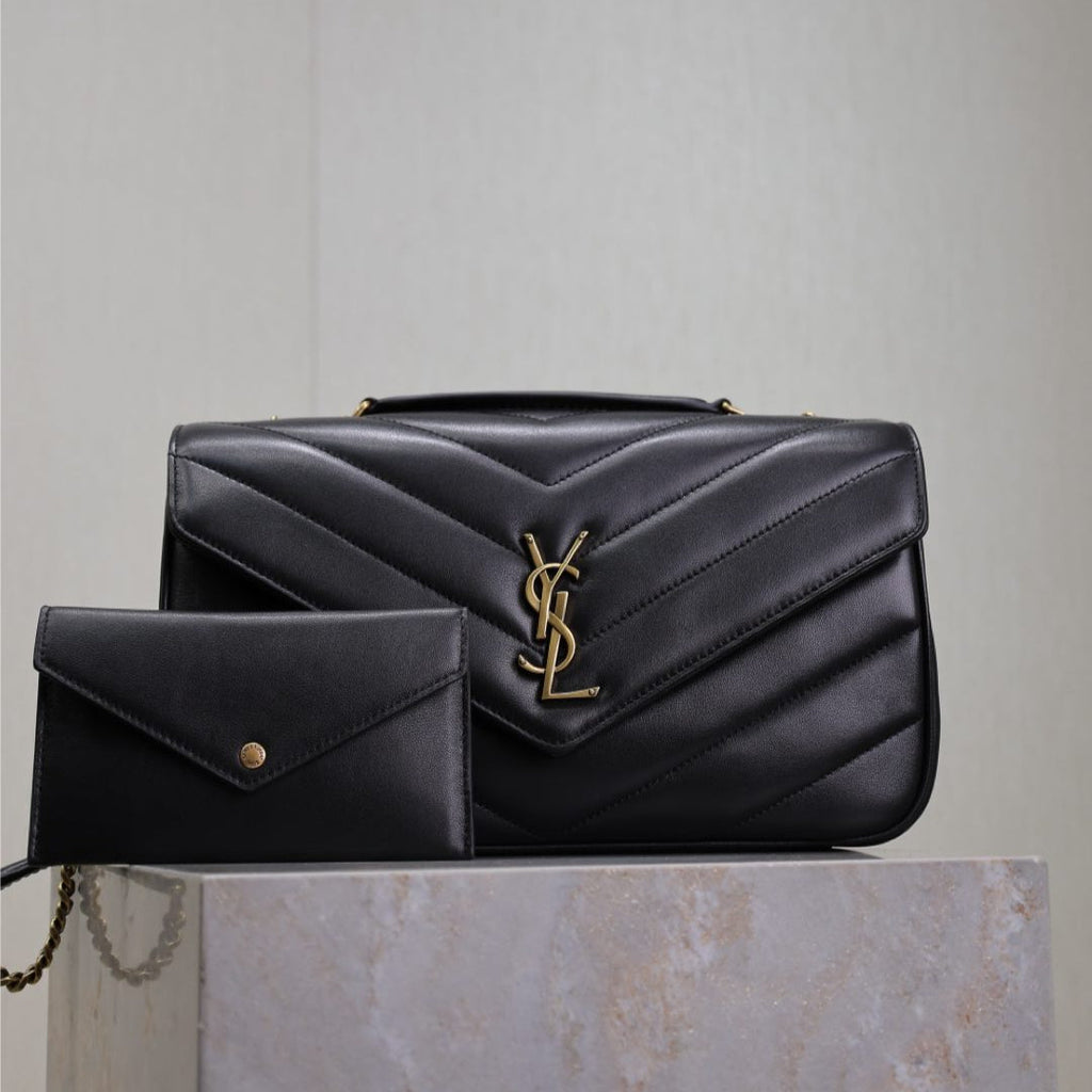 LOULOU MEDIUM 29 IN BLACK SHEEPSKIN GOLD HARDWARE