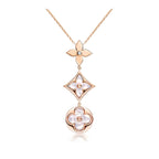 [⭐JeweliWhal]COLOR BLOSSOM LARIAT NECKLACE PINK GOLD WHITE MOTHER PEARL AND DIAMOND