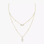[⭐JeweliWhal]2 Rows Rose Gold Diamond Pave_ Necklace Move Uno