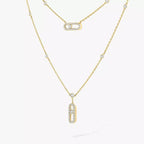[⭐JeweliWhal]2 Rows Rose Gold Diamond Pave_ Necklace Move Uno