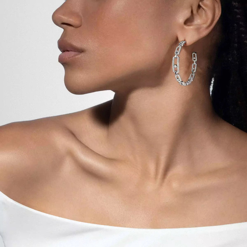 [[⭐JeweliWhal]Move Link Diamond Hoop Earrings
