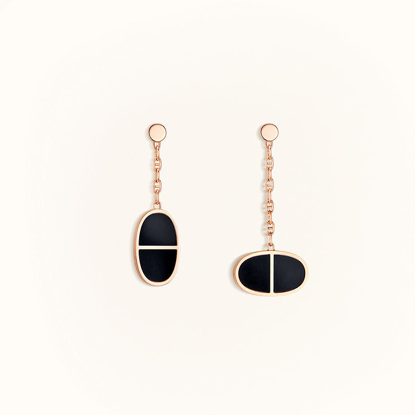 [⭐JeweliWhal]CHAINE VERSO BLACK CERAMIC EARRINGS