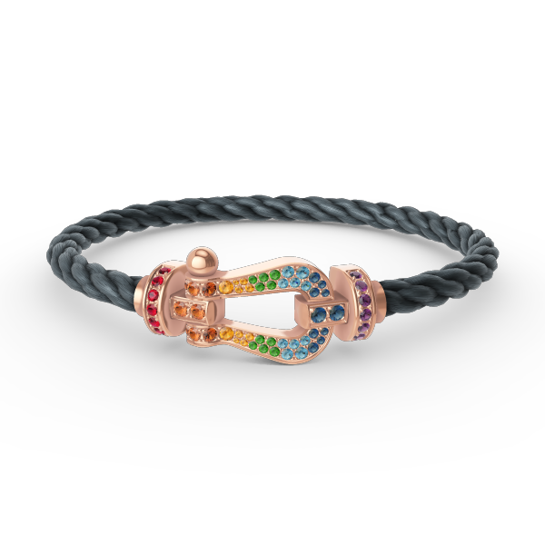 [⭐JeweliWhal]FORCE LARGE HORSESHOE  COLORED DIAMOND BRACELET ROSE GOLD