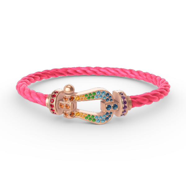 [⭐JeweliWhal]FORCE LARGE HORSESHOE  COLORED DIAMOND BRACELET ROSE GOLD