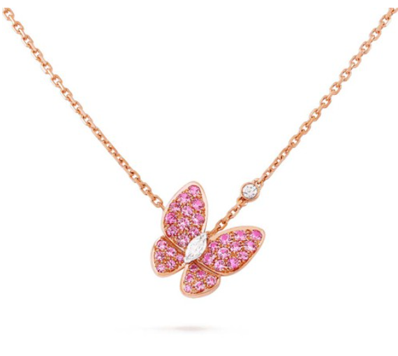 [⭐JeweliWhal]BUTTERFLY RED DIAMOND ROSE GOLD NECKLACE