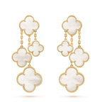 [⭐JeweliWhal]CLOVER EARRINGS WHITE MOP 4 MOTIFS GOLD