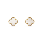 [⭐JeweliWhal]CLOVER MEDIUM 1 MOTIFS  WHITE MOP STUD EARRINGS