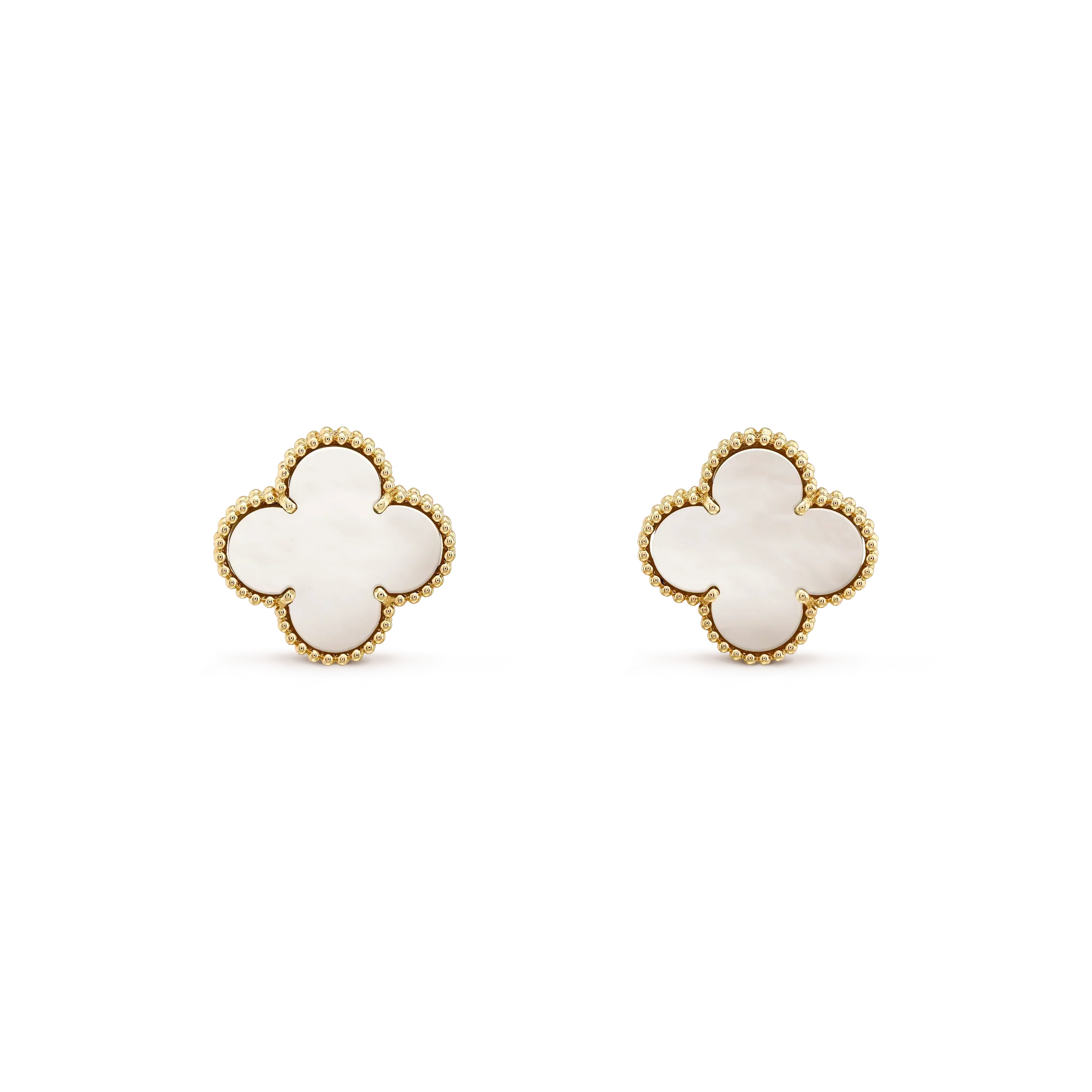 [⭐JeweliWhal]CLOVER MEDIUM 1 MOTIFS  WHITE MOP STUD EARRINGS