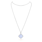 [⭐JeweliWhal]CLOVER SILVER CHALCEDONY BIG CLOVER NECKLACE