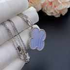 [⭐JeweliWhal]CLOVER SILVER CHALCEDONY BIG CLOVER NECKLACE