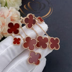 [⭐JeweliWhal]CLOVER EARRINGS CARNELIAN 4 MOTIFS PINK GOLD