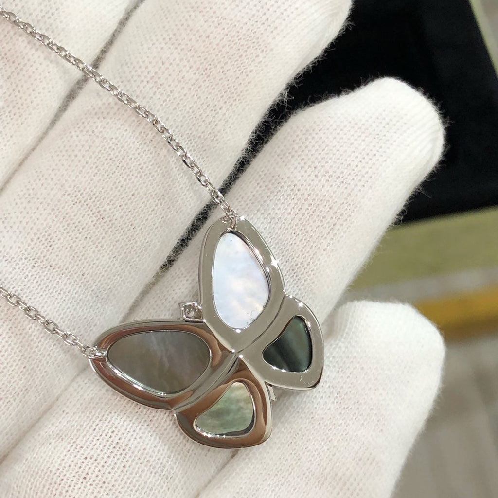 [⭐JeweliWhal]大きなバタフライシルバーペンダントダイヤモンドネックレス