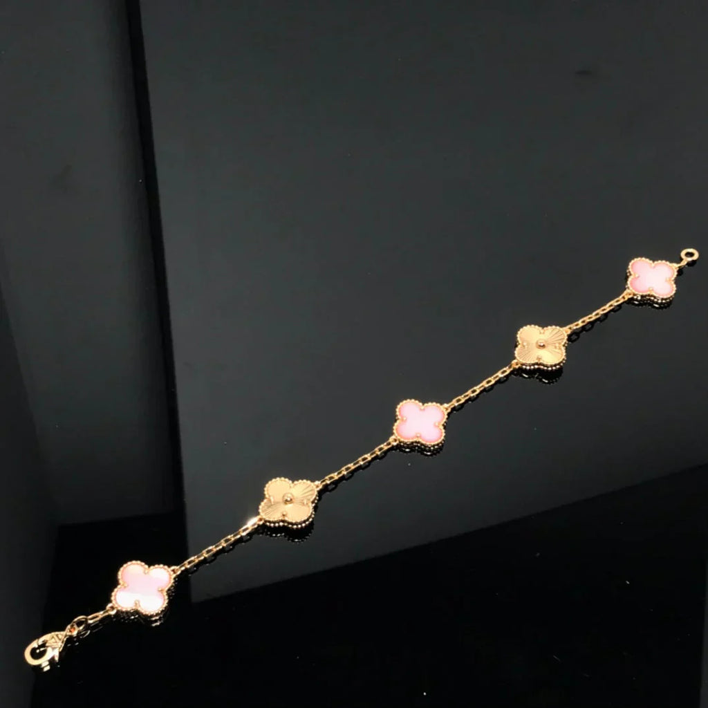 [⭐JeweliWhal] CLOVER 5 MOTIFS  PINK MOP BRACELET COLLECTION
