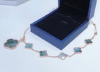 [⭐JeweliWhal]COMBINED BRACELET 5 MOTIFS AND NECKLACE DARK MOP ROSE GOLD