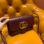 GG Arli Bag 25cm Burgundy Calfskin Gold Hardware