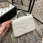 GGマーモント 21cm ミニトップ ホワイトカーフスキン ゴールド金具