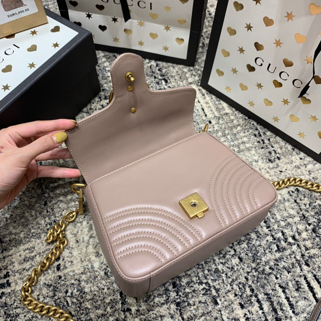 GGマーモント 21cm ミニトップ ダークベージュ カーフスキン ゴールド金具