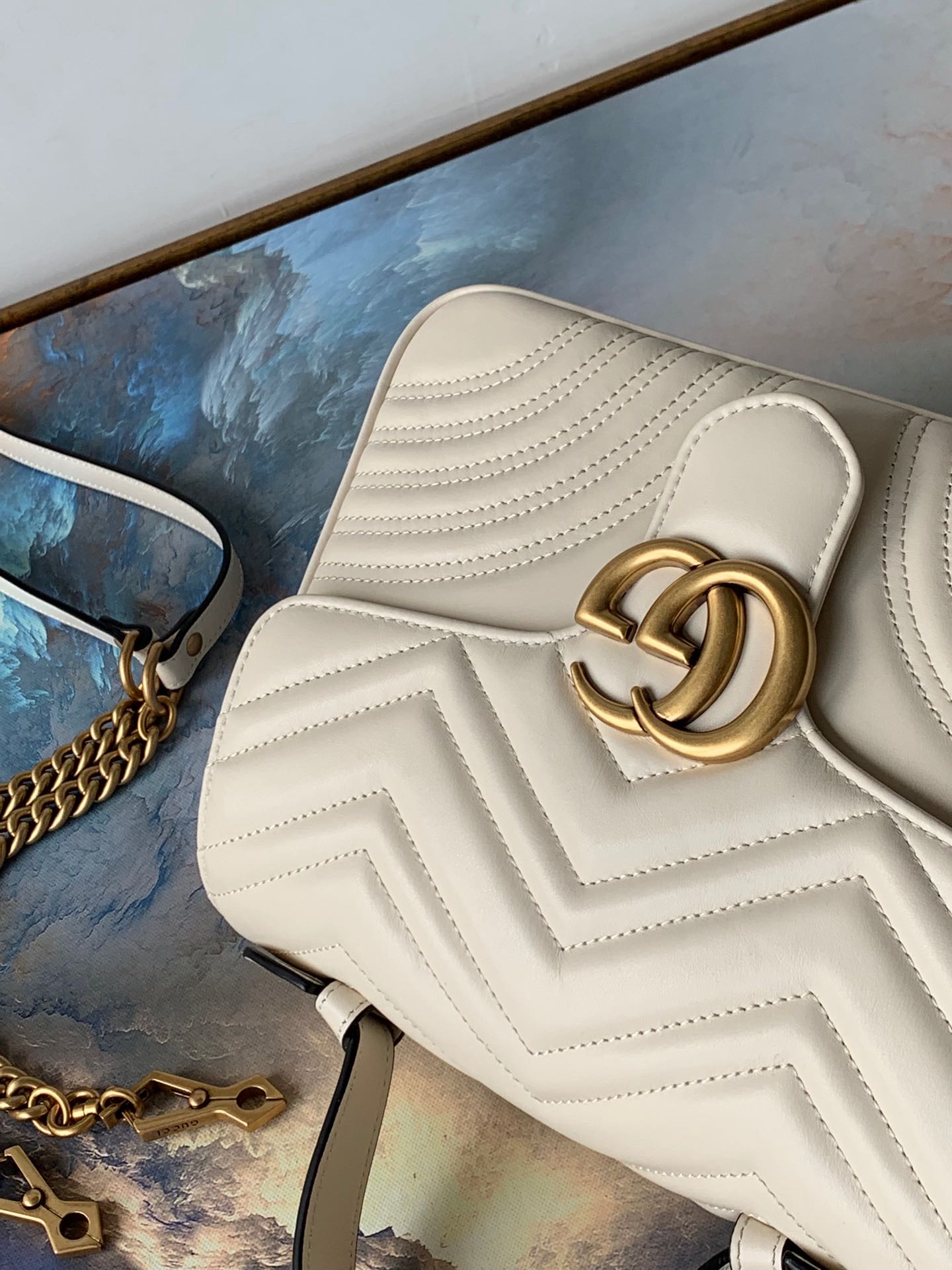 GGマーモント 26.5cm ホワイトカーフスキン ゴールド金具