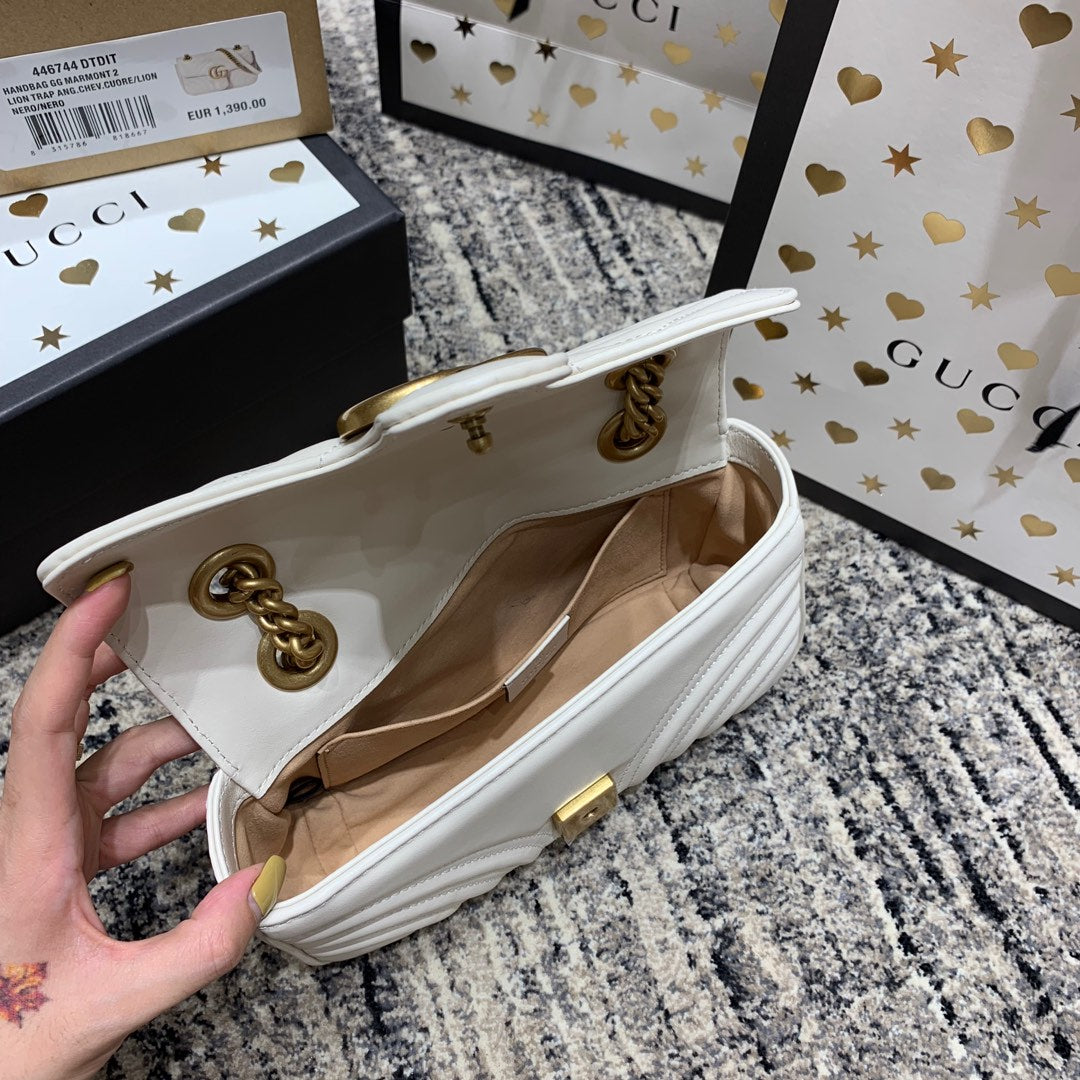 GGマーモント 22cm ホワイトカーフスキン ゴールド金具