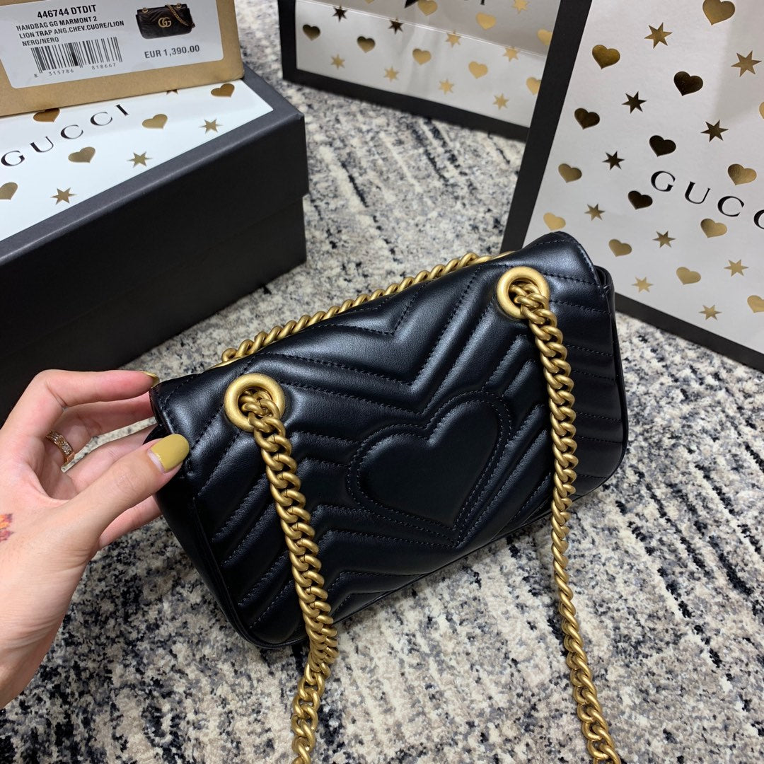 GGマーモント 22cm ブラックカーフスキン ゴールド金具