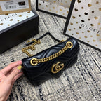 GG Marmont 22cm Black Calfskin Gold Hardware