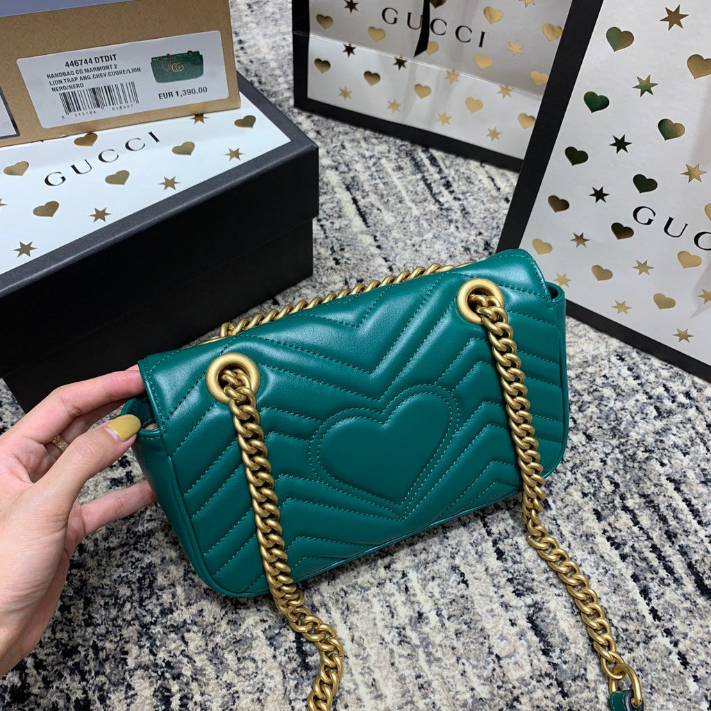 GGマーモント 22cm ターコイズカーフスキン ゴールドハードウェア