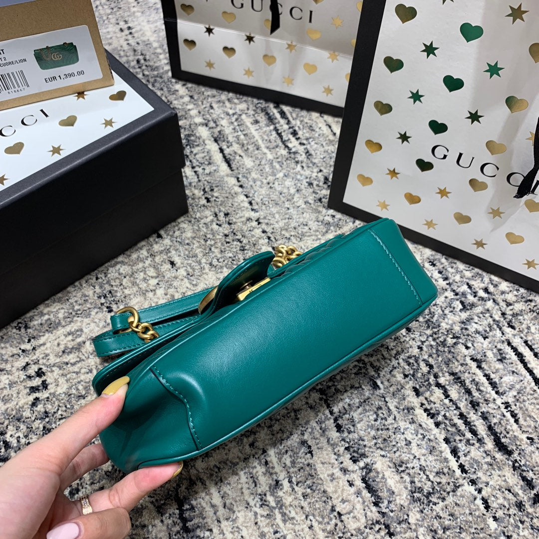 GGマーモント 22cm ターコイズカーフスキン ゴールドハードウェア