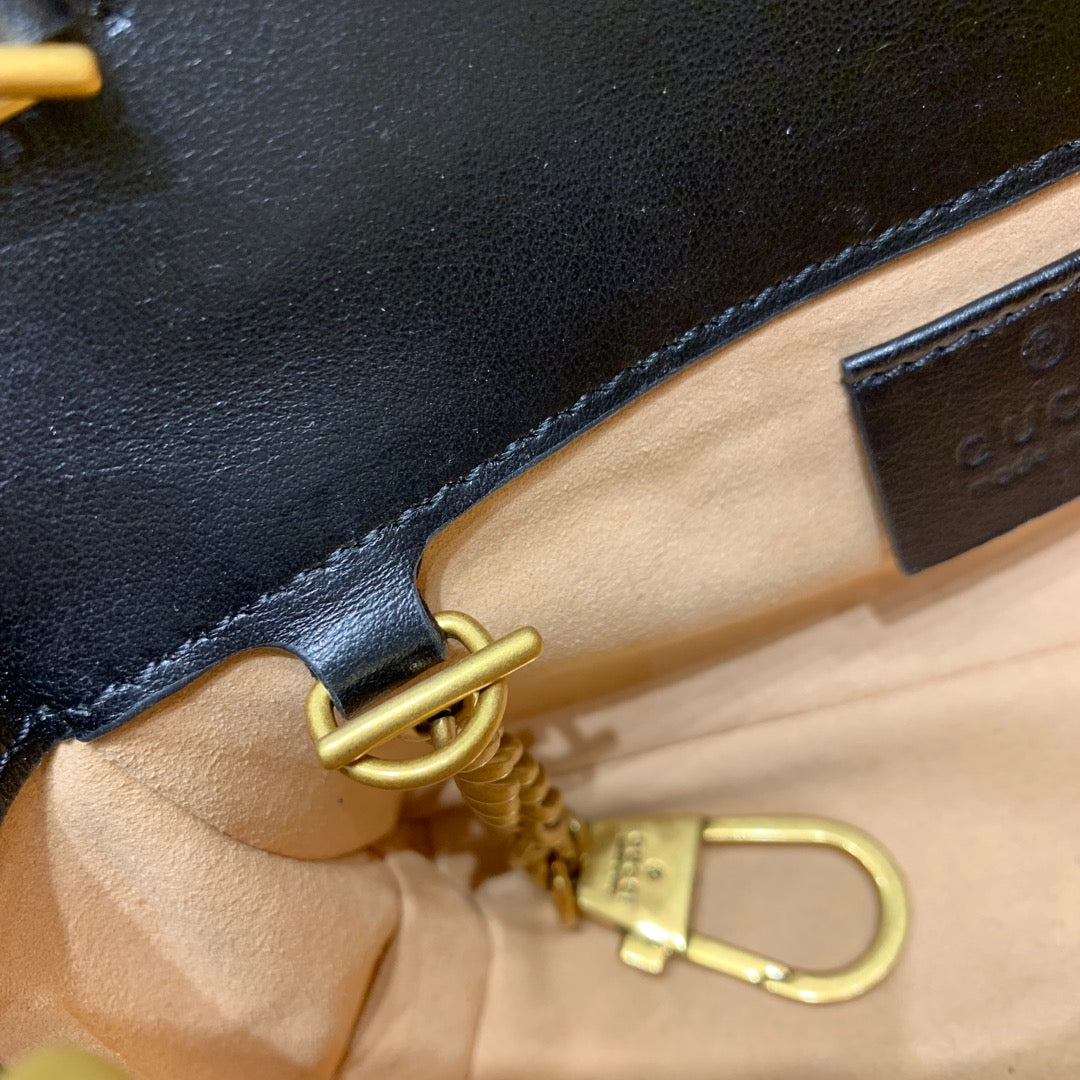 GGマーモント ミニ 16.5cm ブラック カーフスキン ゴールド金具