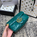 GGマーモント ミニ 16.5cm ターコイズ カーフスキン ゴールド金具