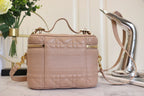 SMALL TRAVEL VANITY CASE BEIGE LAMBSKIN